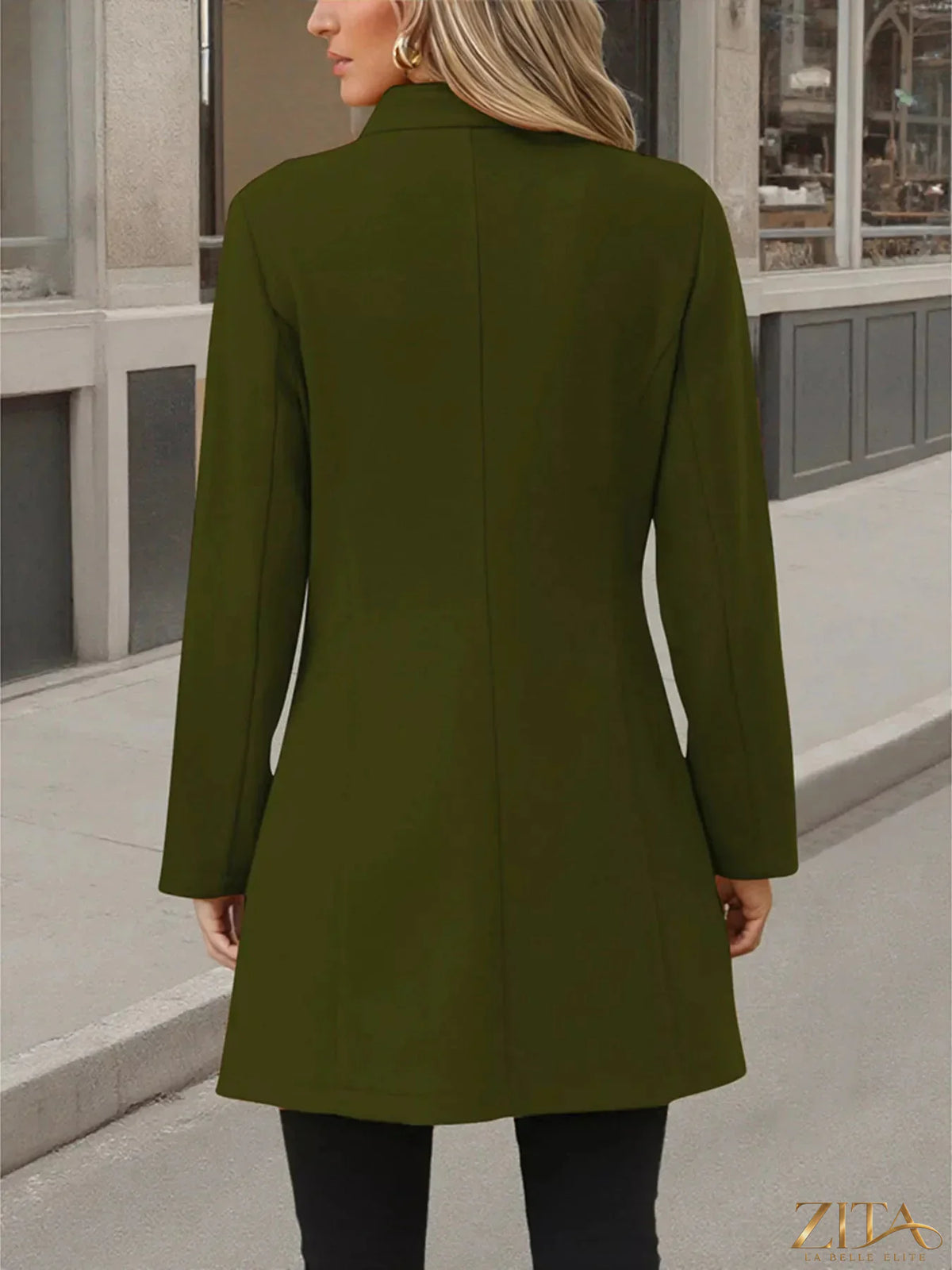 Zita La Belle Elite button-up long sleeve coat with tailored fit and classic collar, shown in a stylish outerwear design.