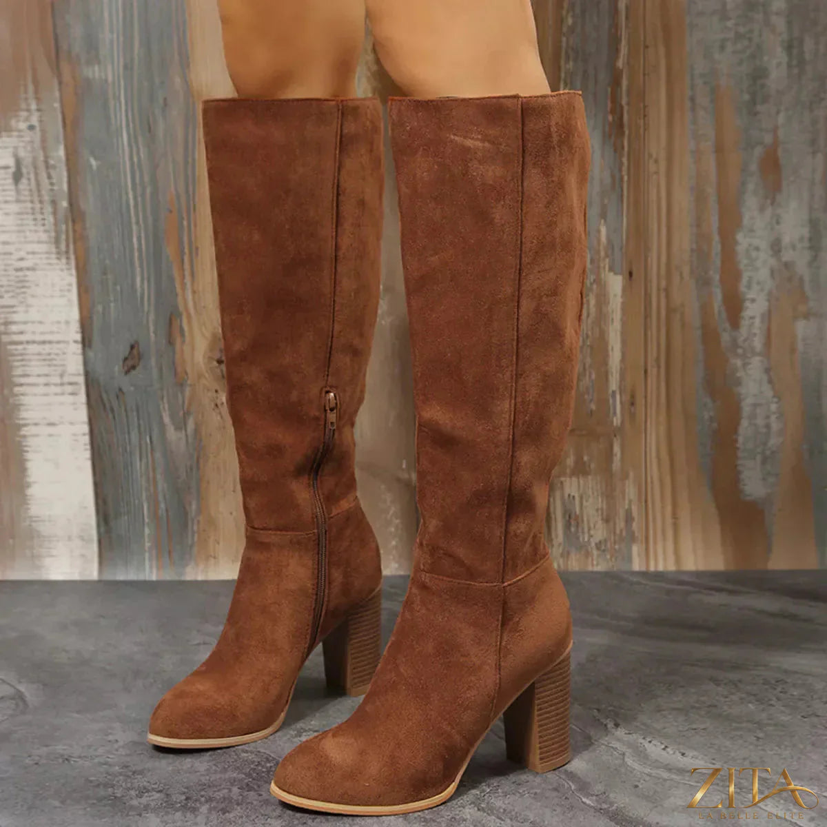 Zita La Belle Elite point toe block heel boots featuring sleek design and stylish silhouette, perfect for fashionable footwear.