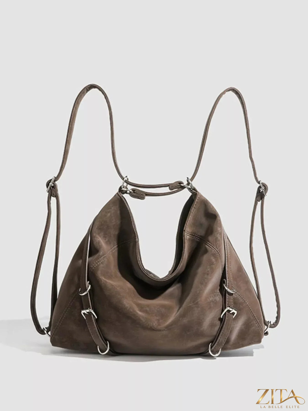 Zita La Belle Elite convertible hobo handbag with adjustable strap, made of soft leather in a stylish, versatile design.
