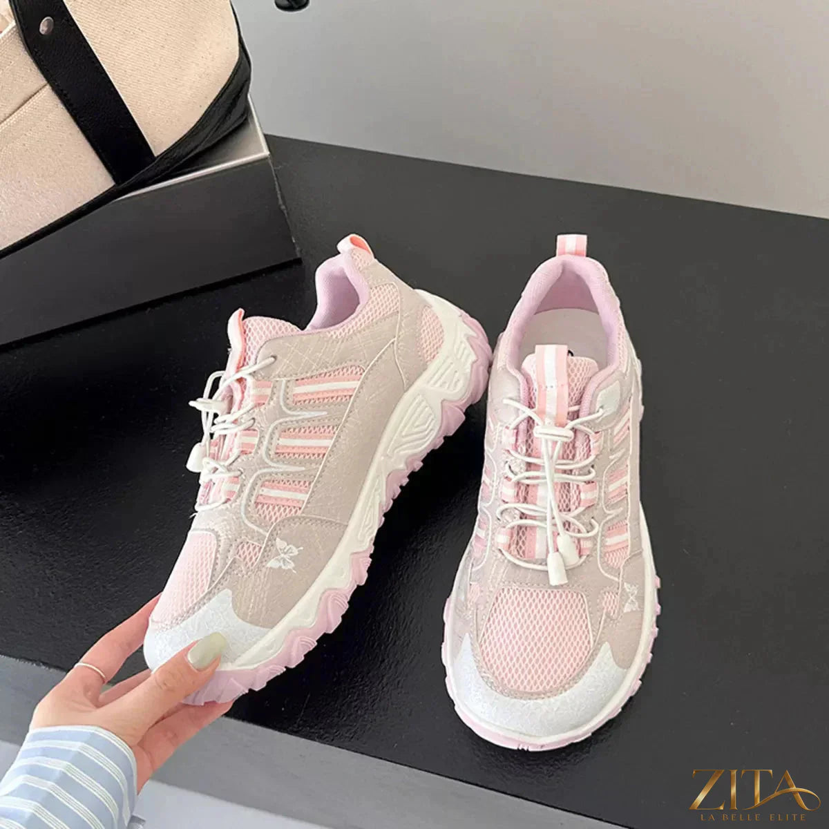 Zita La Belle Elite round toe lace-up sneakers in stylish design, featuring a classic silhouette and comfortable fit.