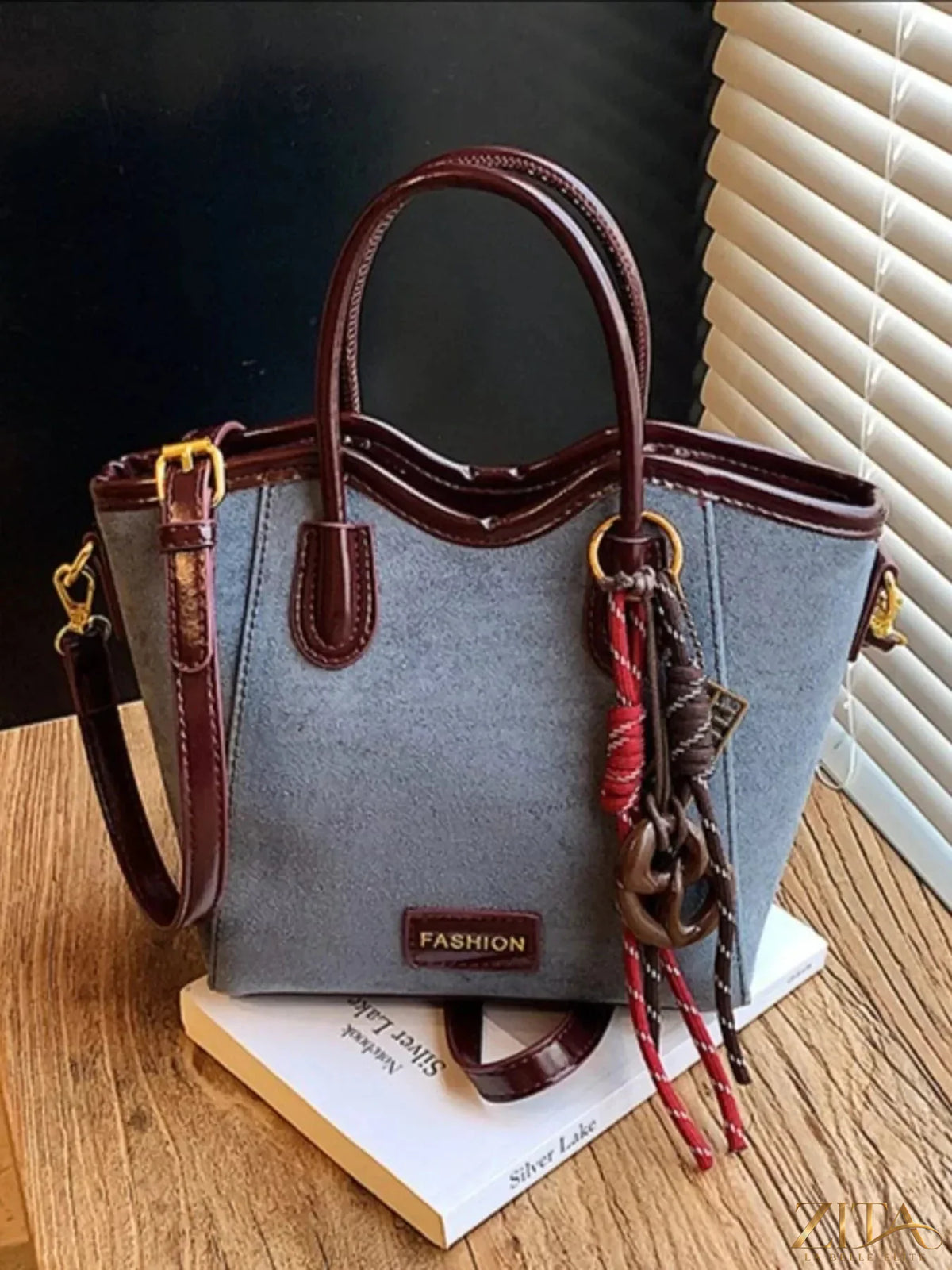 Zita La Belle Elite suede leather strap tote bag with sturdy handles and spacious interior, stylish and functional for everyday use.