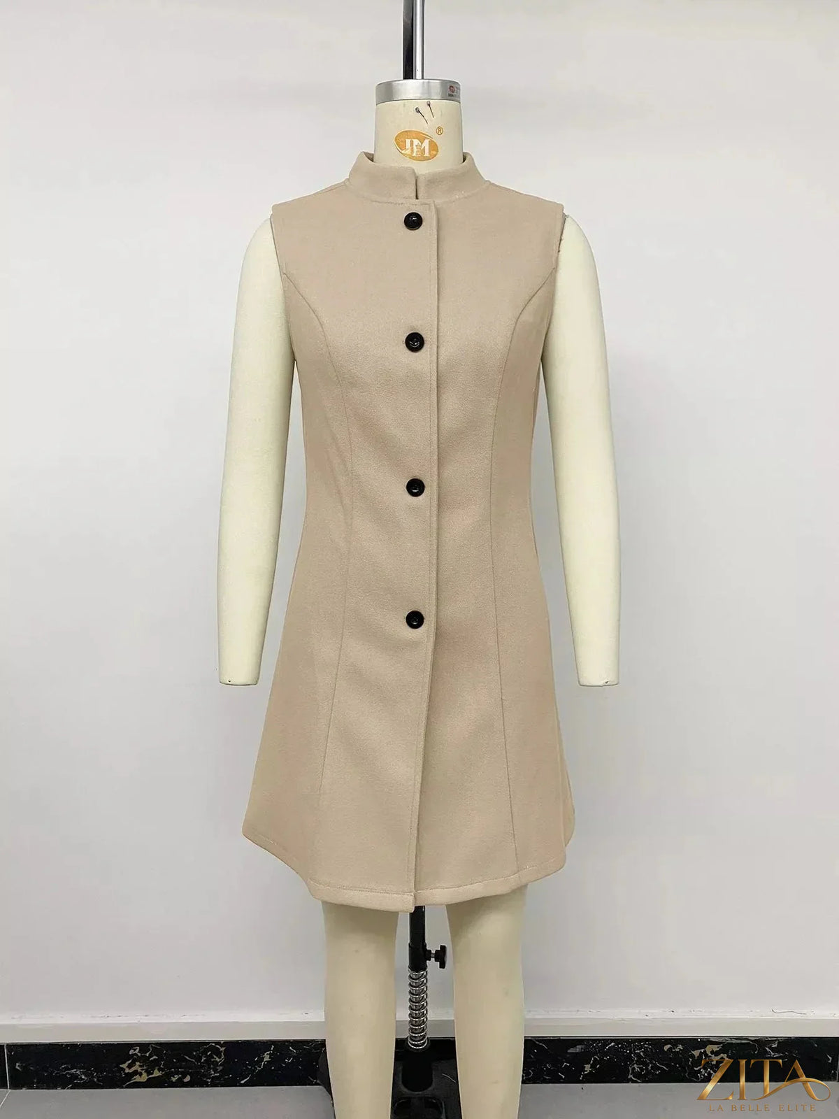 Zita La Belle Elite elegant button-down vest coat with tailored fit, featuring sleek fabric and classic design for sophisticated style.