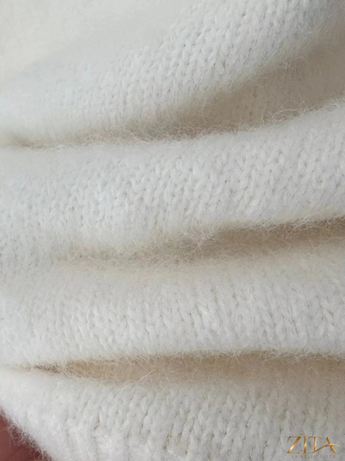 Zita La Belle Elite fuzzy short sleeve turtleneck sweater in cozy, textured fabric with a fitted silhouette