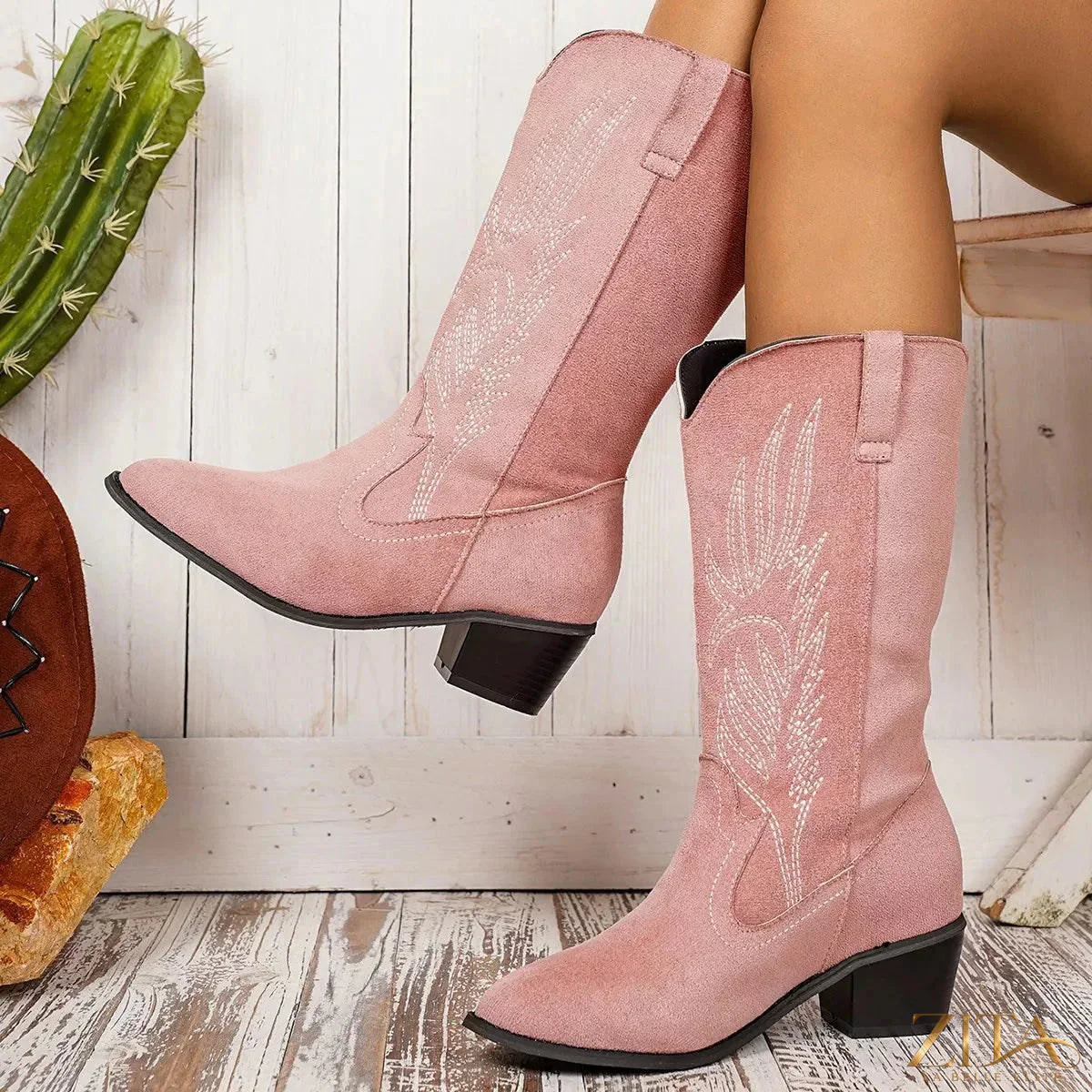 Zita La Belle Elite point toe block heel boots featuring sleek design and stylish ankle height, perfect for fashion-forward outfits.