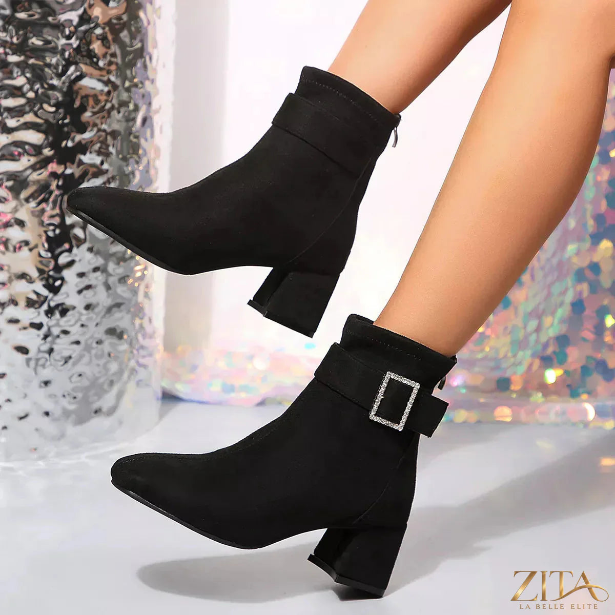 Zita La Belle Elite round toe block heel boots with sleek design and sturdy heel, perfect for stylish, comfortable wear.