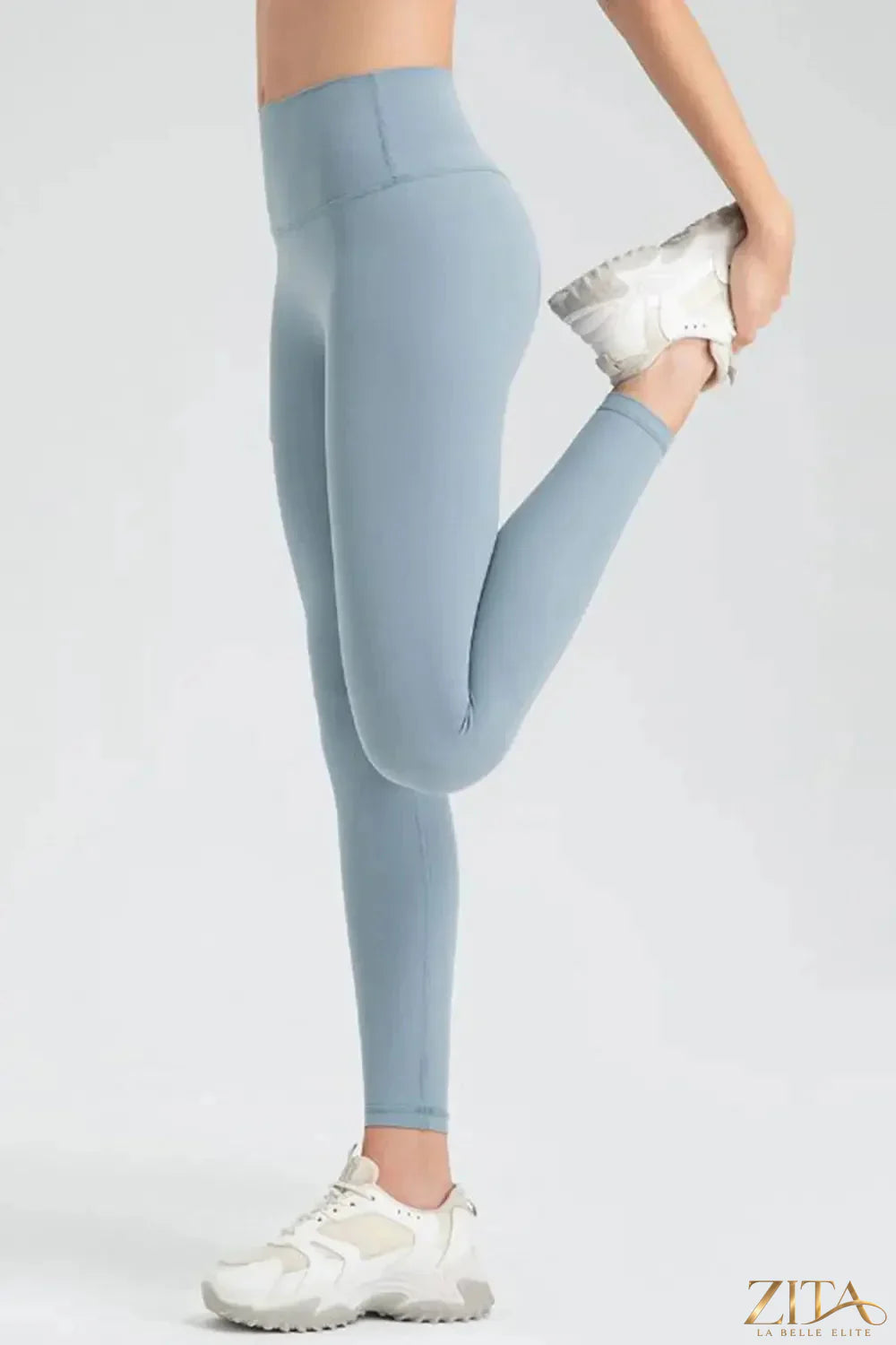 Trendsi wide waistband sport leggings in black, featuring a high-rise fit and stretchy material for active wear and comfort.