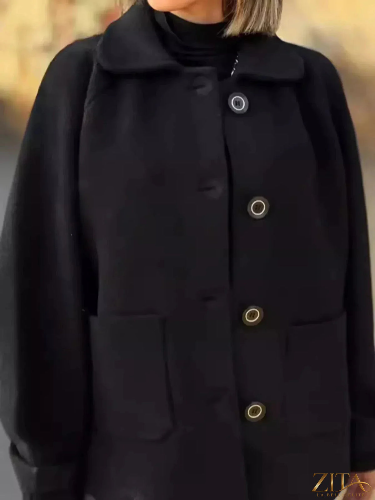 Plus size Zita La Belle Elite raglan sleeve coat with button-front design, full-length coat in a stylish, cozy outerwear style.