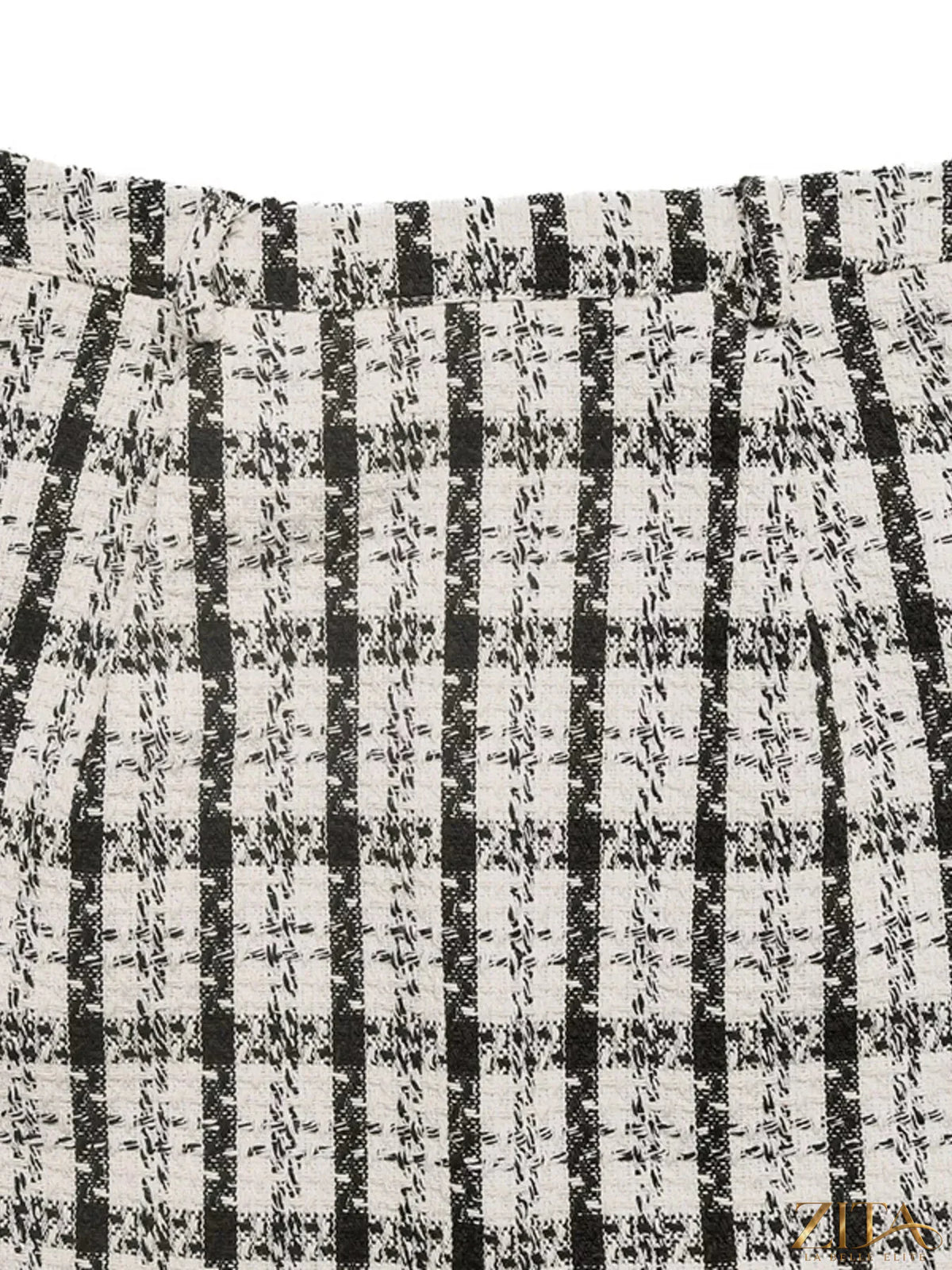 Zita La Belle Elite high-waisted tweed plaid midi skirt with a classic pattern and tailored fit, displayed on a neutral background.