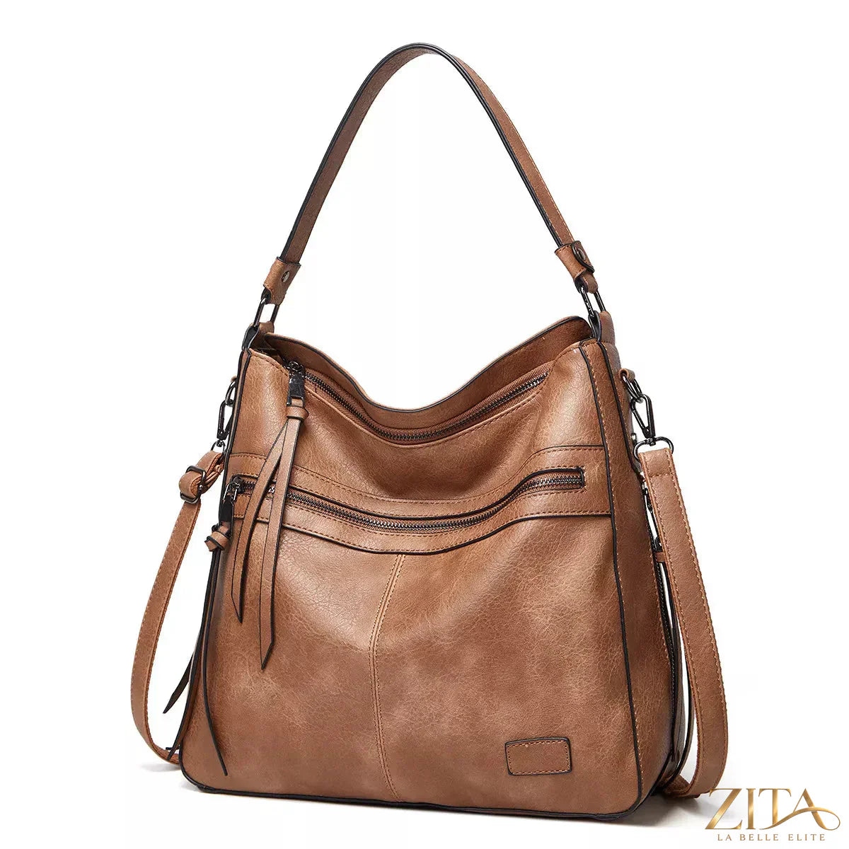 Zita La Belle Elite PU leather hobo shoulder bag with adjustable strap and spacious interior, stylish accessory for everyday use.