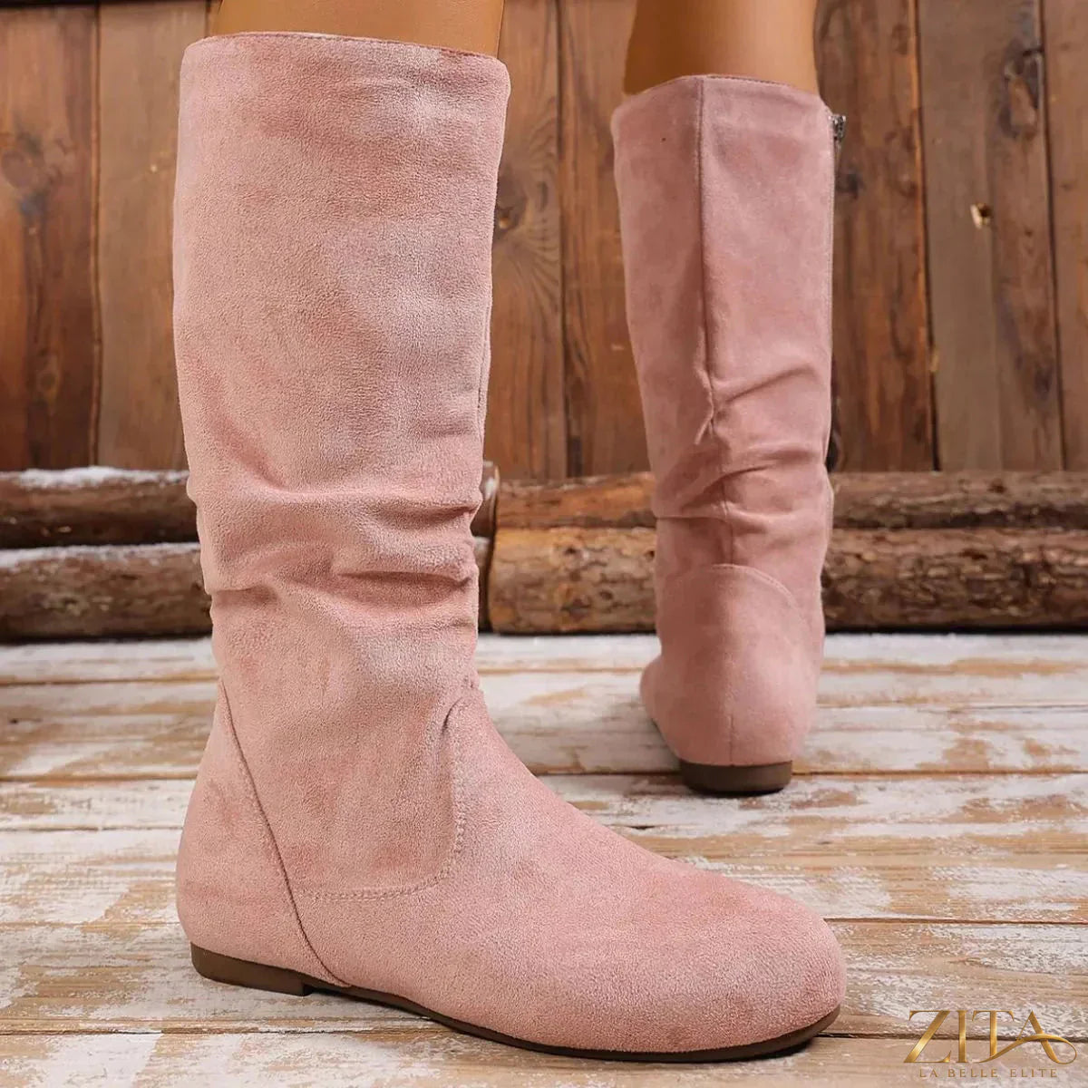 Zita La Belle Elite round toe side zip boots featuring sleek black leather and stylish ankle design.