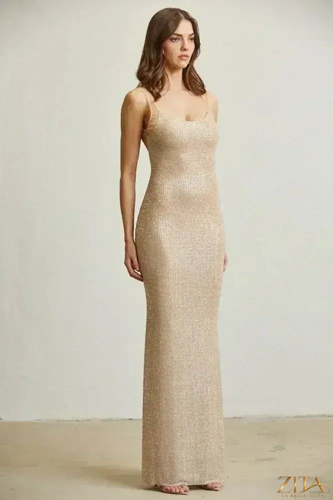 Zita La Belle Elite Crystal Mirage gown dress for women, featuring elegant crystal embellishments and flowing fabric.