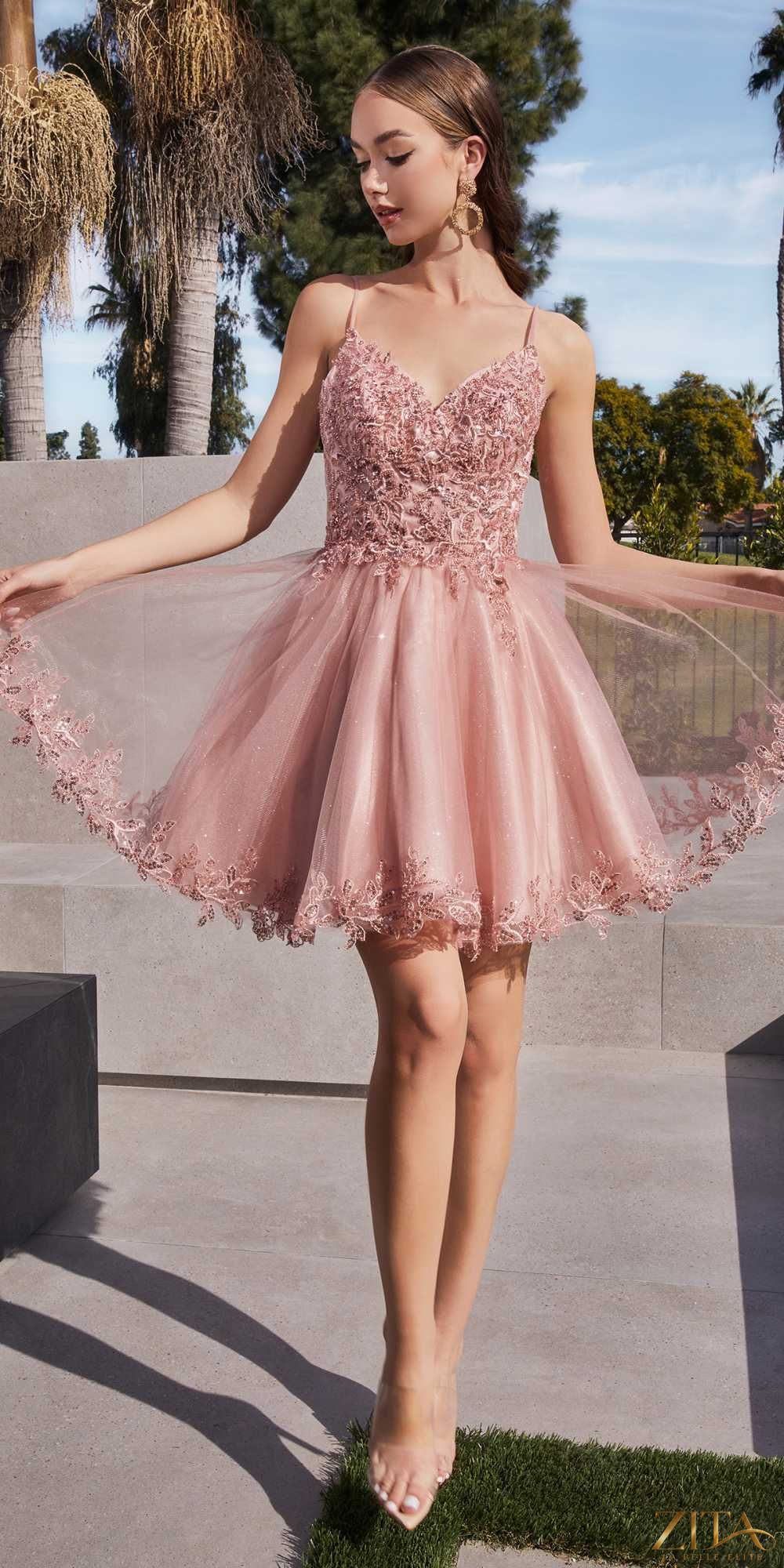 Zita La Belle Elite short blush A-line dress with glitter tulle skirt