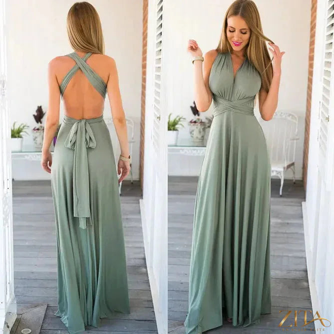 Elegant backless sleeveless evening dress for women by Zita La Belle Elite, showcasing a stylish and sophisticated design.