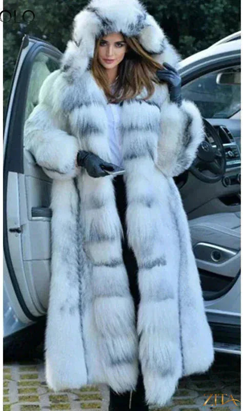Women winter faux fur coat from Zita La Belle Elite with plush fur collar and cozy insulated design for cold weather.