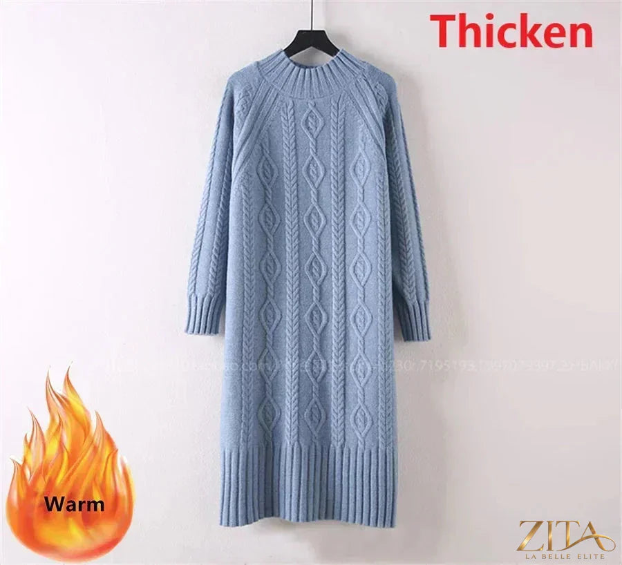 Zita La Belle Elite women's velvet midi sweater dress with mock neck, rib knit, perfect for winter style.