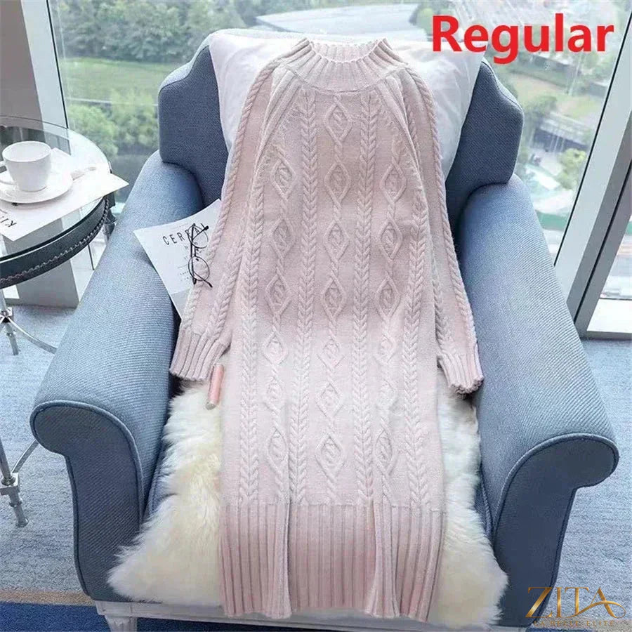 Zita La Belle Elite women's velvet midi sweater dress with mock neck and rib knit detailing, suitable for winter fashion.