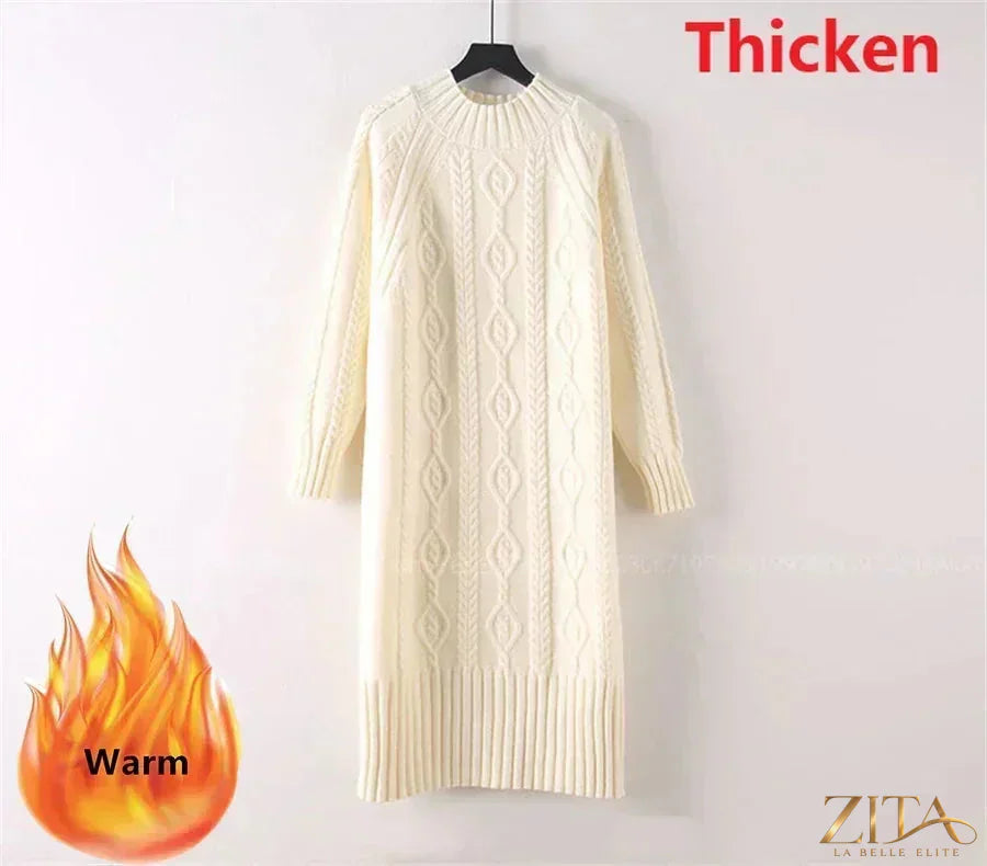 Zita La Belle Elite women's velvet midi sweater dress with a mock neck and rib knit texture, perfect for winter.