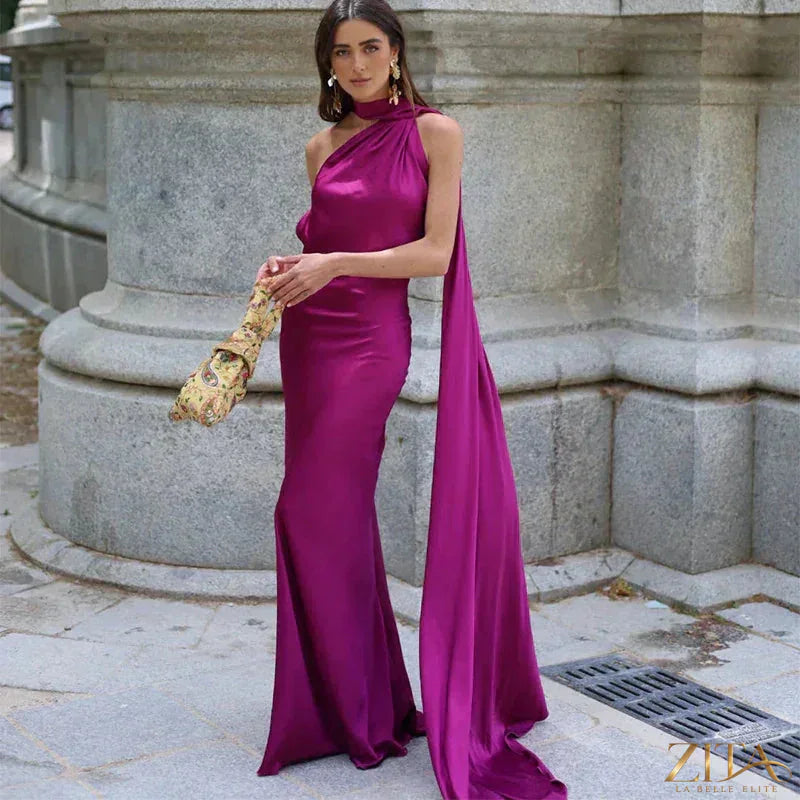 Zita La Belle Elite backless lace-up maxi party dress with ribbon sleeveless design, elegant evening gown for special occasions.