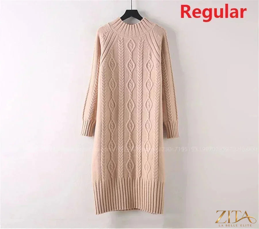 Zita La Belle Elite women's velvet midi sweater dress with a mock neck and rib-knit design, perfect for winter fashion.