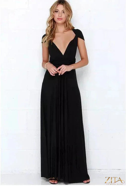 Red bandage evening dress by Zita La Belle Elite featuring multiple rope details and a fitted, elegant long design for women.