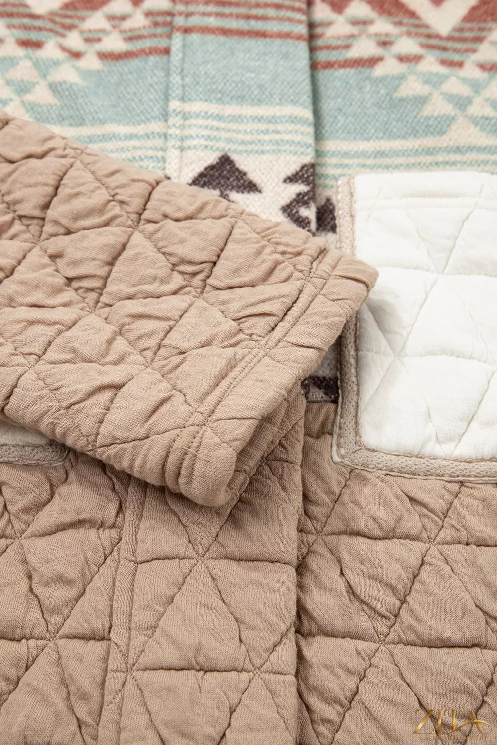Zita La Belle Elite Aztec quilted patchwork Western jacket with intricate designs and a classic Western style.