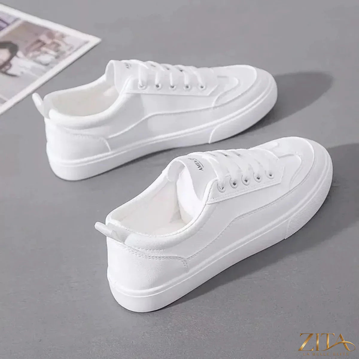 Zita La Belle Elite round toe platform sneakers with white laces and chunky sole, casual stylish footwear for women