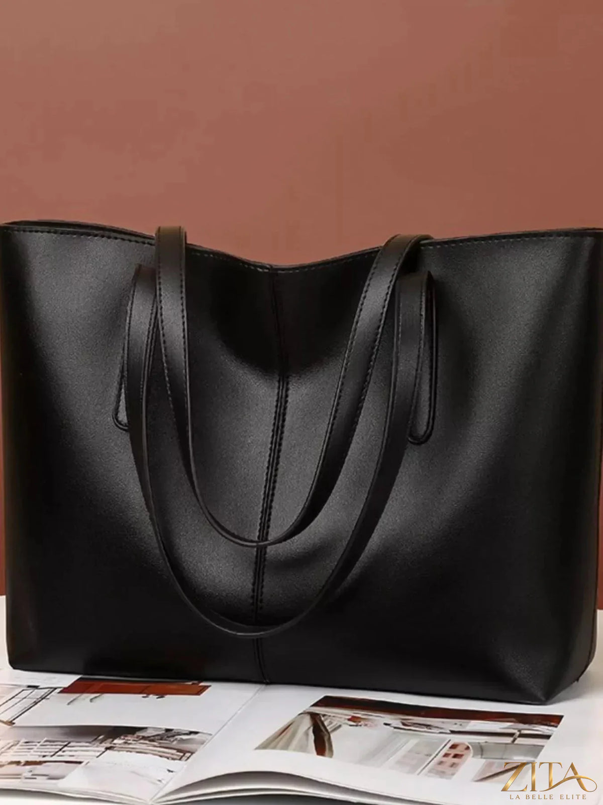 Zita La Belle Elite PU leather tote bag with sturdy handles and sleek design, perfect for everyday use.