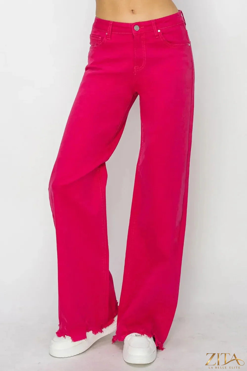 Zita La Belle Elite RISEN high-rise wide-leg jeans in denim, featuring a relaxed fit and classic five-pocket design.