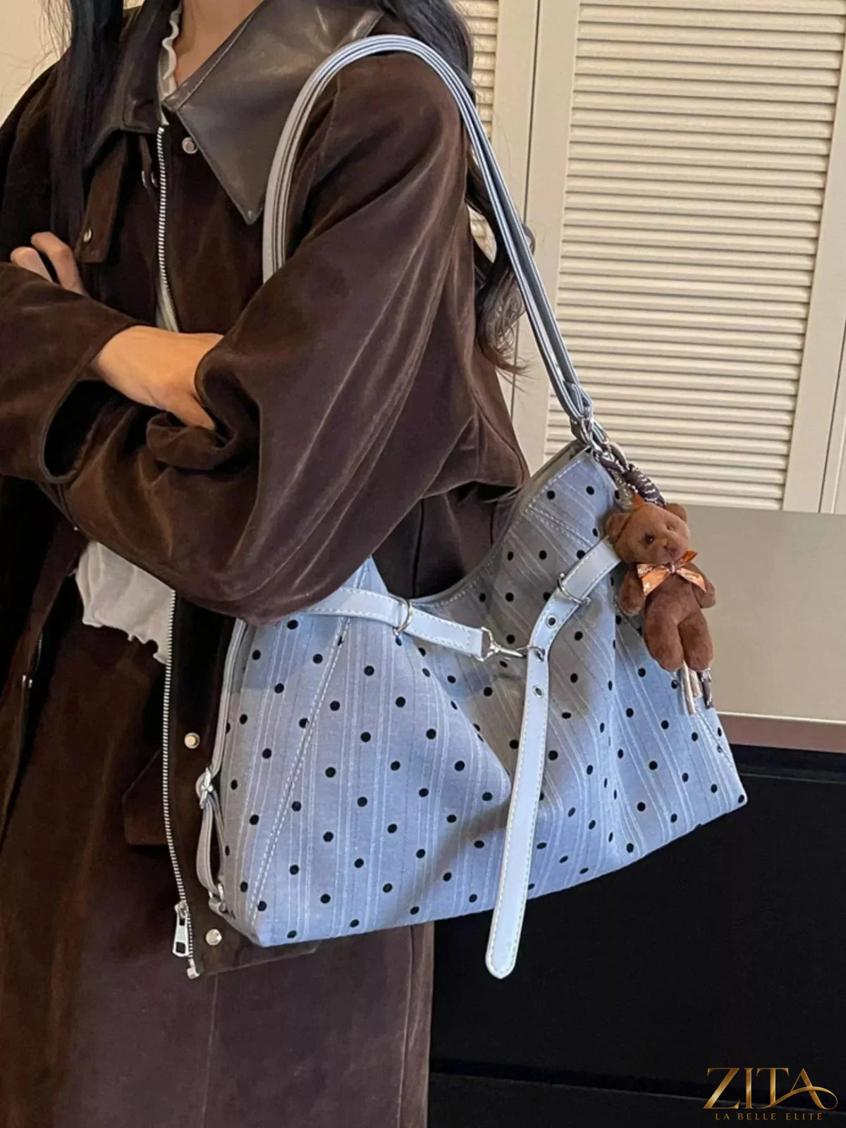 Zita La Belle Elite polka dot shoulder bag with a stylish strap and compact design, perfect for casual or chic outfits.