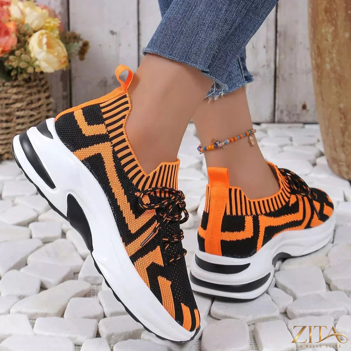 Round toe platform sneakers by Zita La Belle Elite featuring a stylish design with chunky soles and comfortable fit.