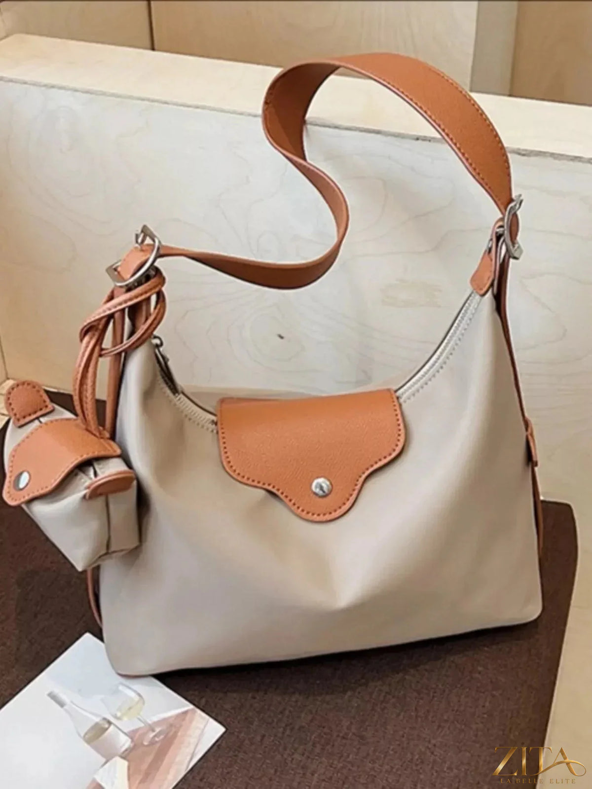 Zita La Belle Elite hobo crossbody bag with matching coin purse, stylish leather handbag with adjustable strap and compact design.