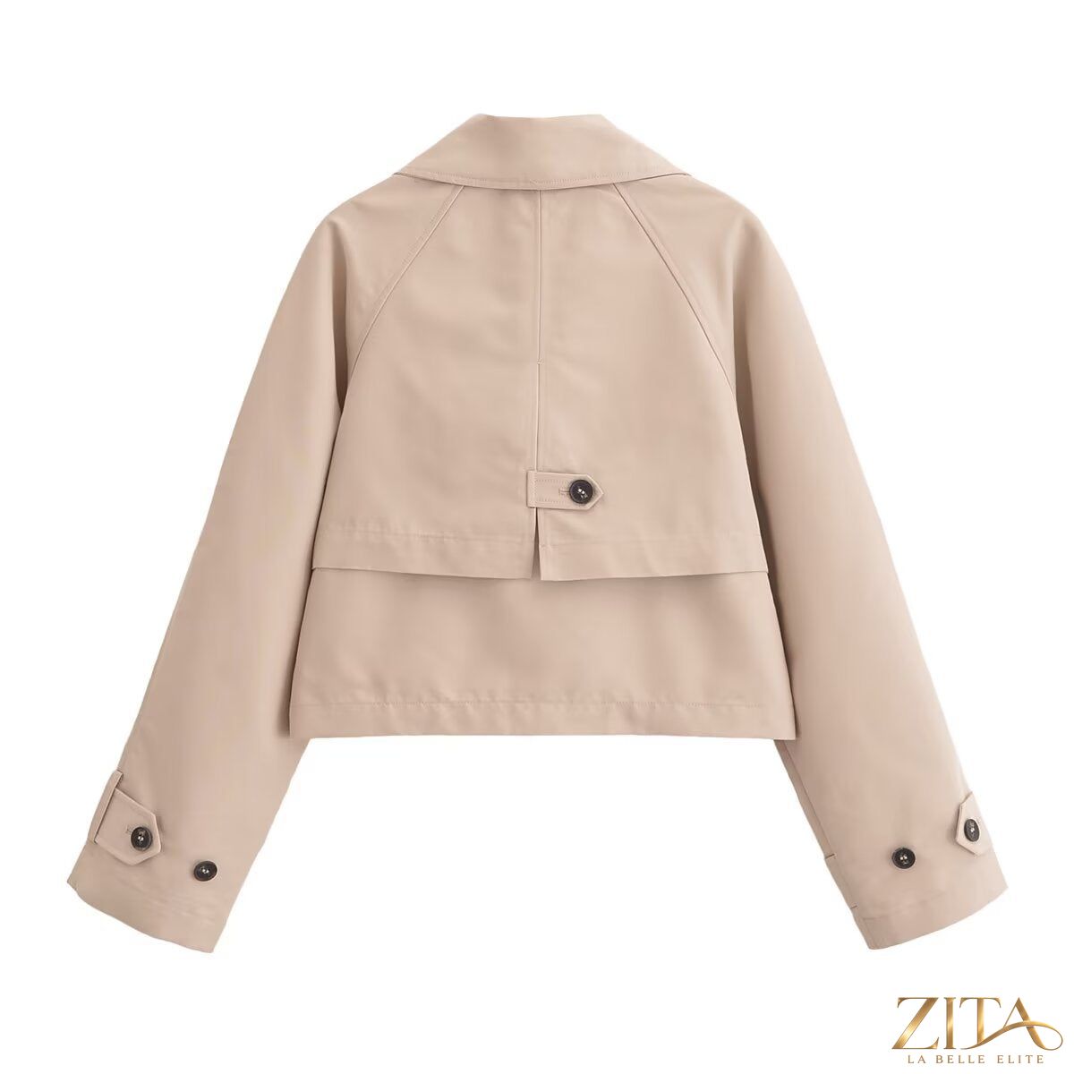 Elegant French style long sleeve trench coat by Zita La Belle Elite, featuring classic European and American design details.