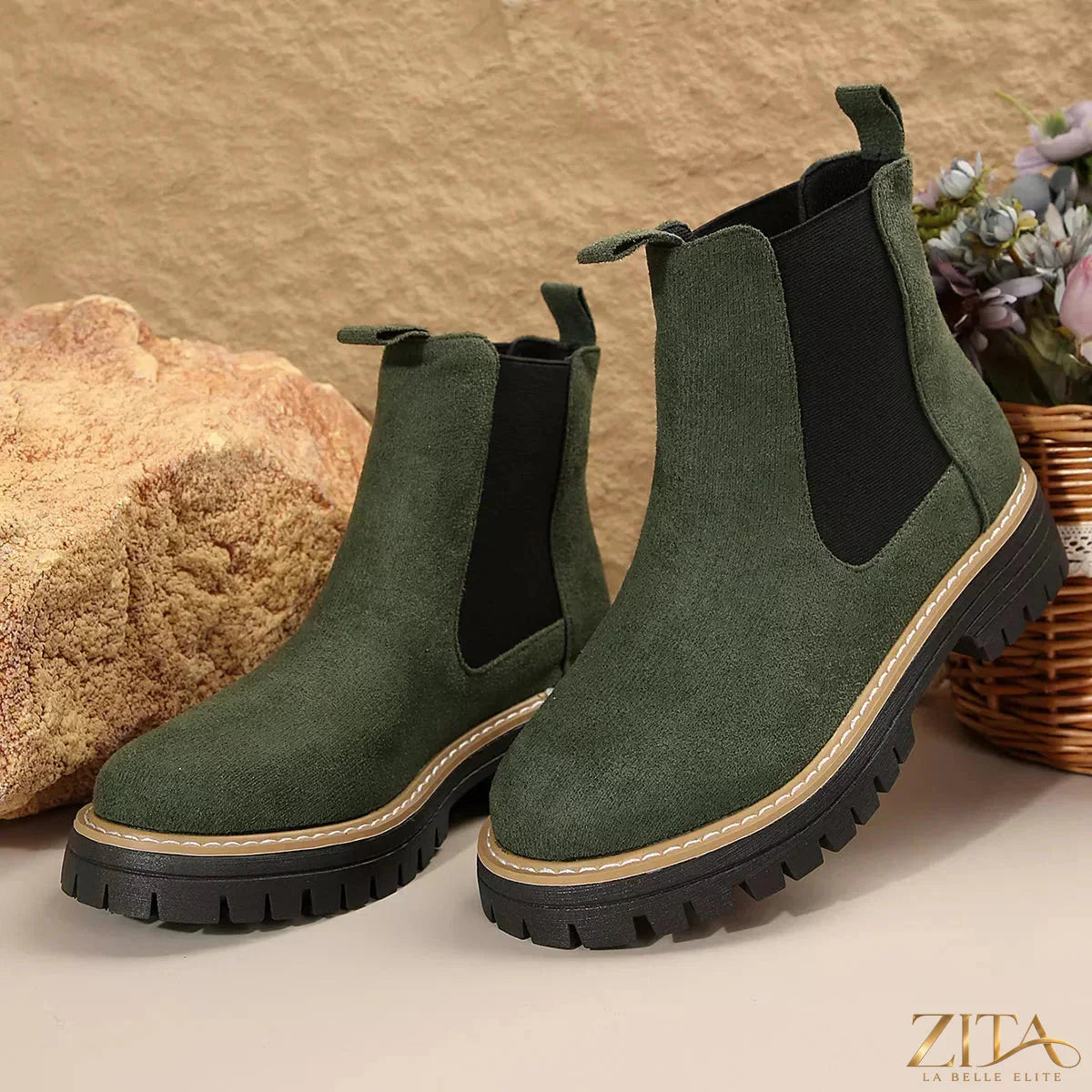 Zita La Belle Elite round toe platform boots featuring a sleek design and sturdy soles, perfect for fashionable footwear.