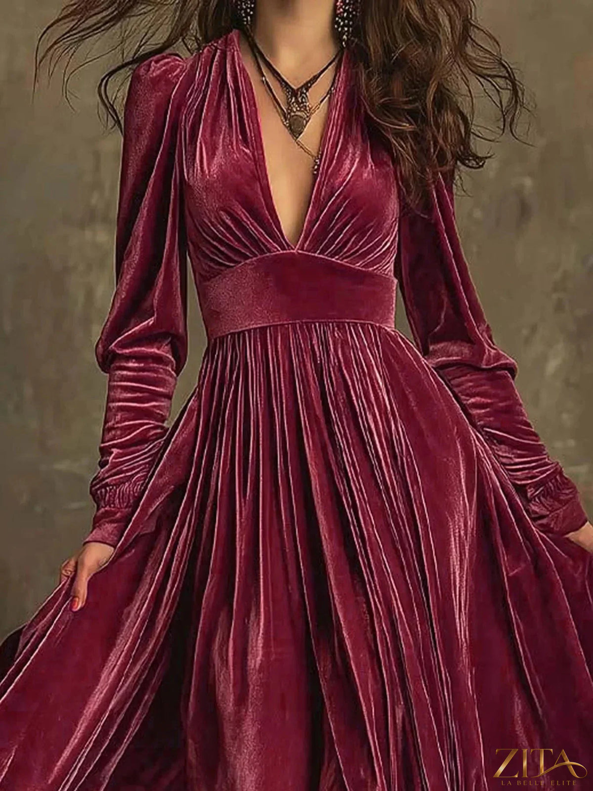 Long sleeve dress with ruffled hem by Trendsi, featuring a stylish, feminine design in a soft fabric.