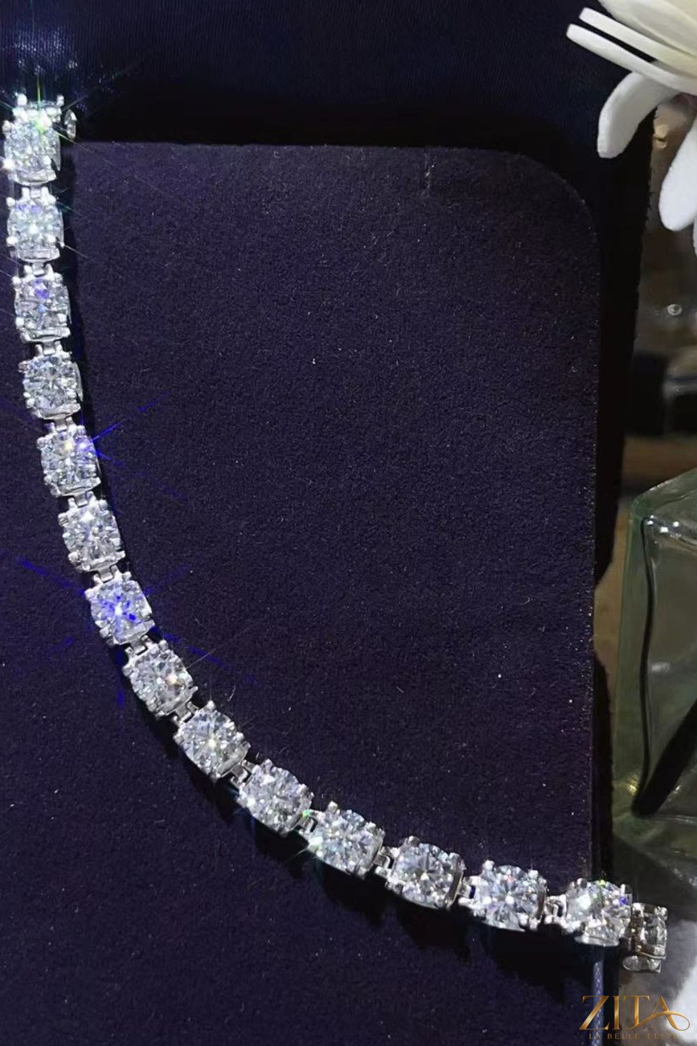 Platinum-plated bracelet with sparkling 10-carat moissanite stones, elegant jewelry piece from Trendsi.