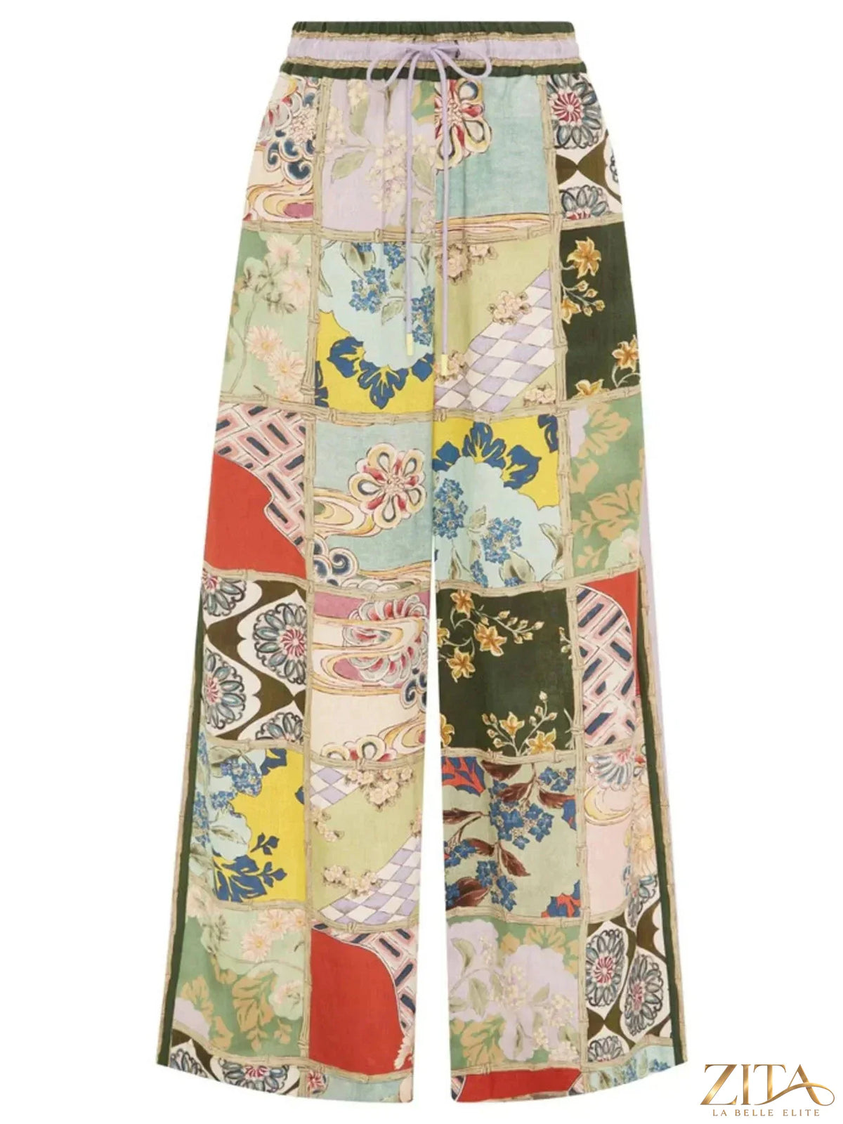 Zita La Belle Elite printed button-up shirt and matching pants set, stylish and comfortable for casual or dressy occasions.