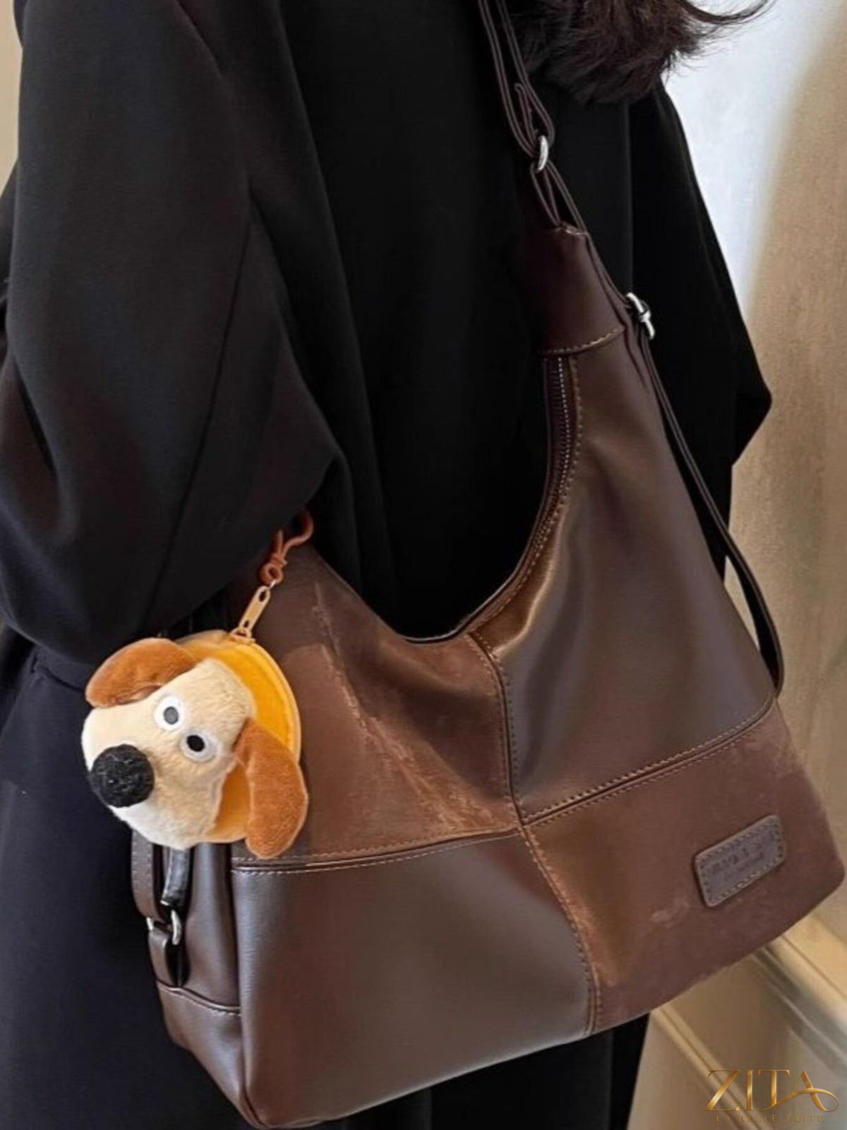 Vintage style hobo shoulder bag by Zita La Belle Elite with leather strap and spacious interior, perfect for casual everyday use.