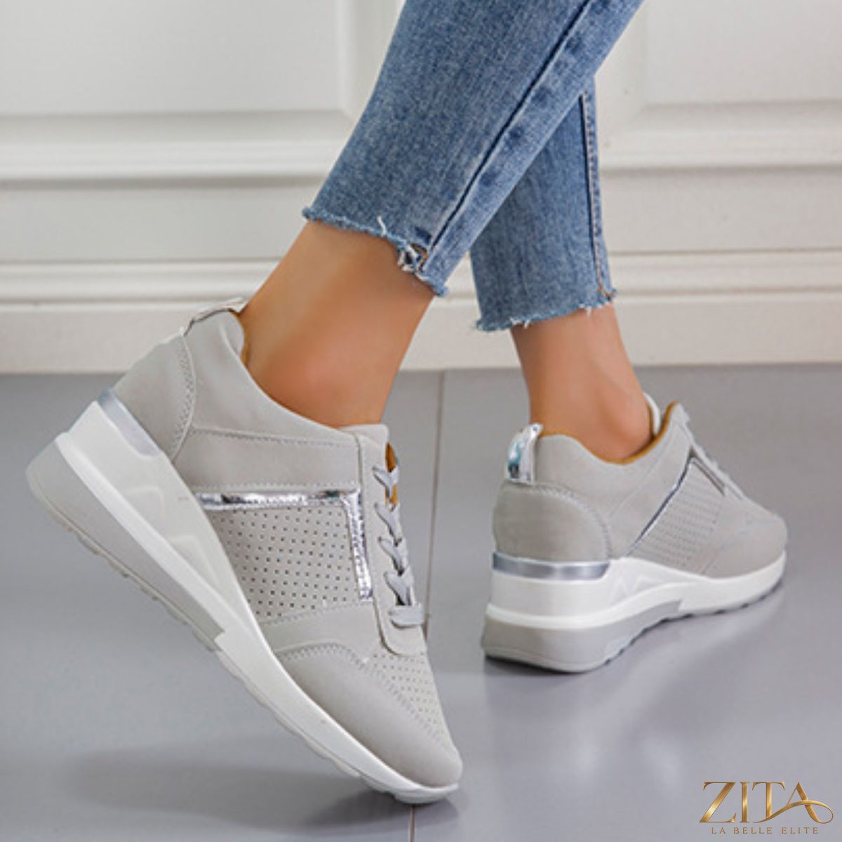 Zita La Belle Elite lace-up wedge sneakers with stylish design and comfortable sole, perfect for casual and trendy outfits.