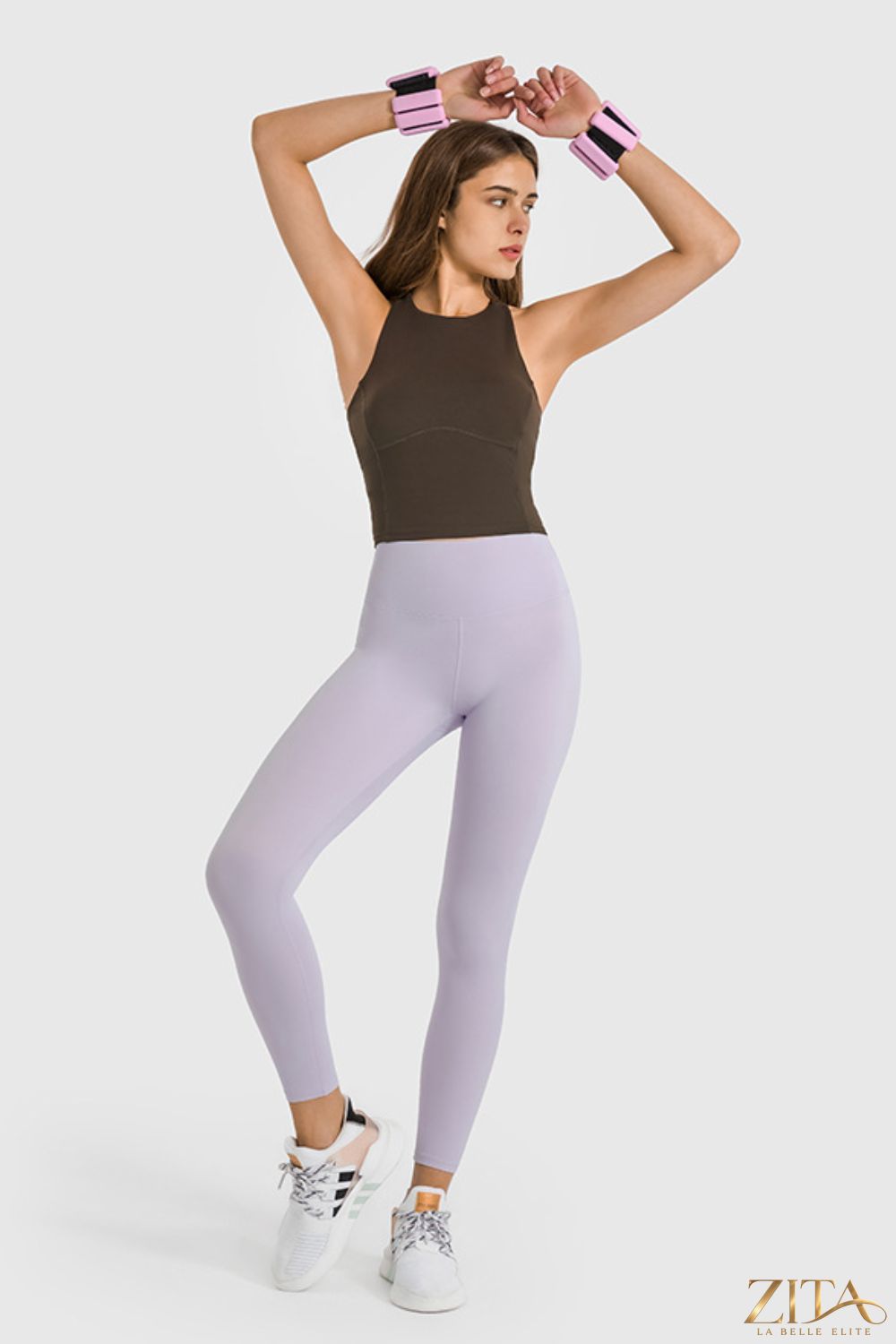 Zita La Belle Elite Millennia high waist ankle-length yoga leggings in stretchable fabric, shown on a model.