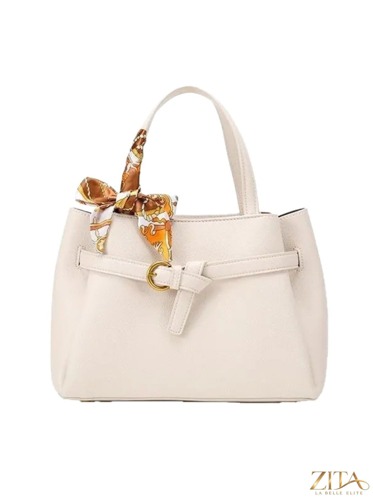 Zita La Belle Elite leather top handle handbag with structured design and gold hardware, featuring a sleek, sophisticated look.
