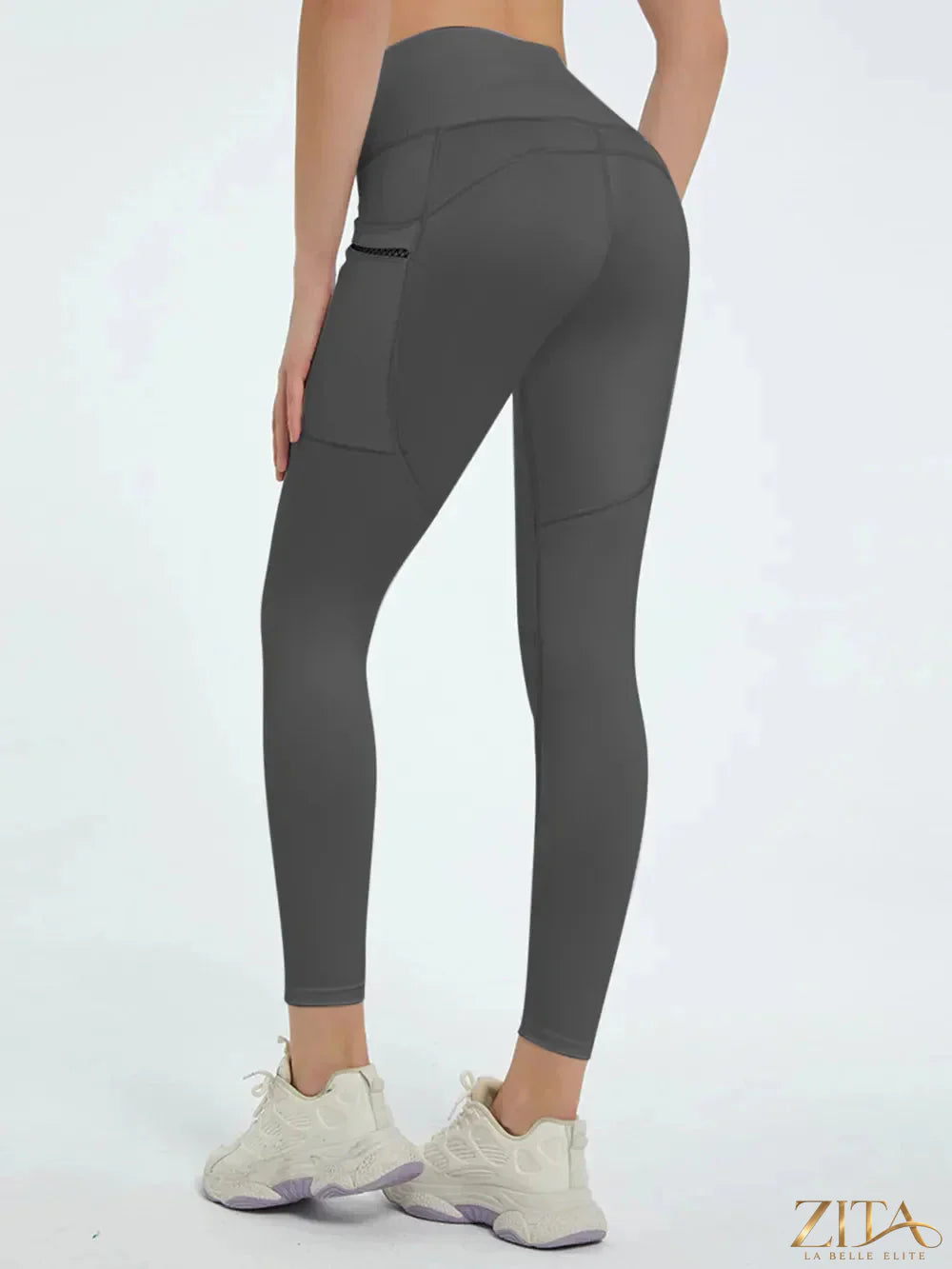 High waist active leggings by Trendsi featuring stretchy black fabric and a flattering fit for workout and casual wear.