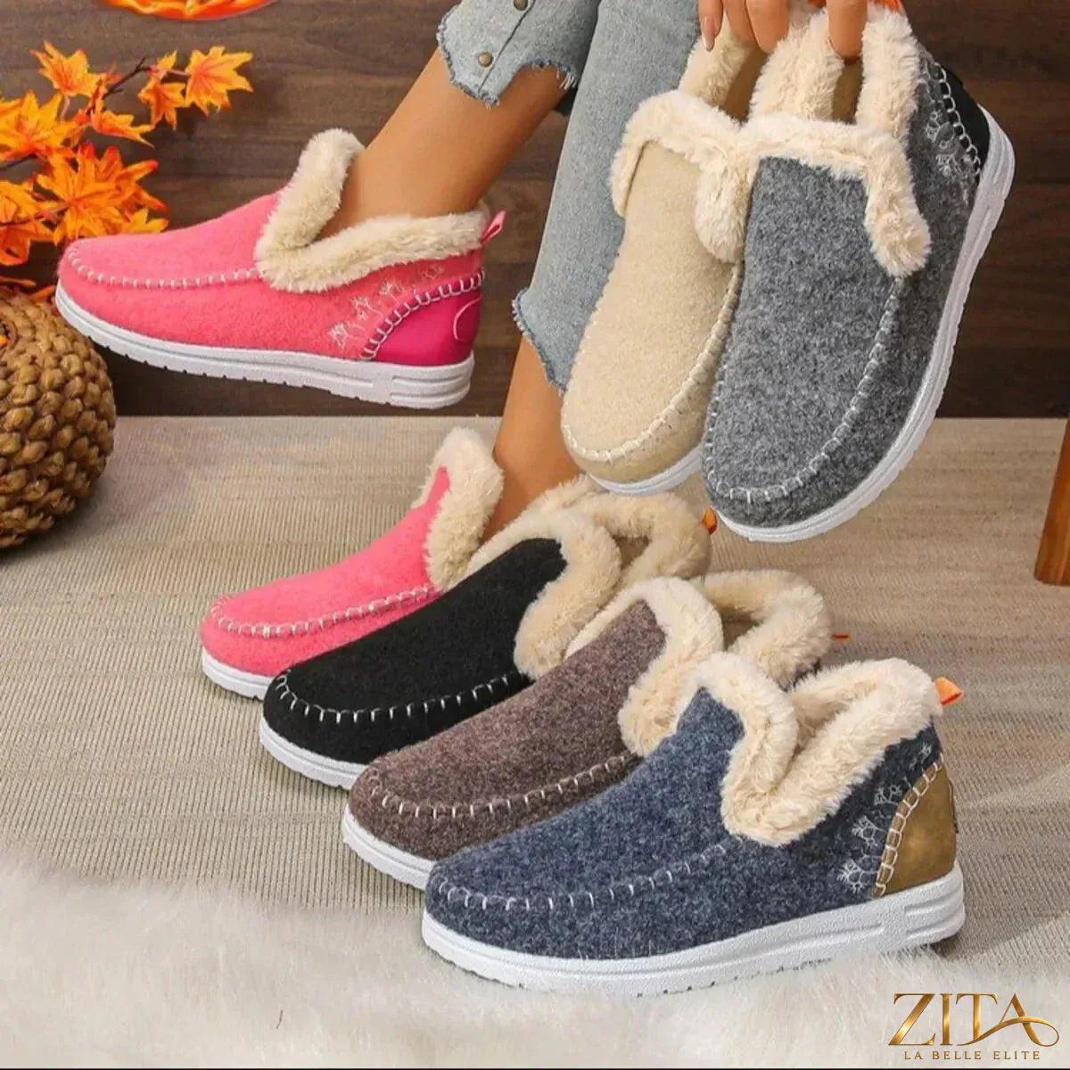 Zita La Belle Elite round toe fleece-lined ankle boots with warm interior and stylish design, ideal for cold weather.