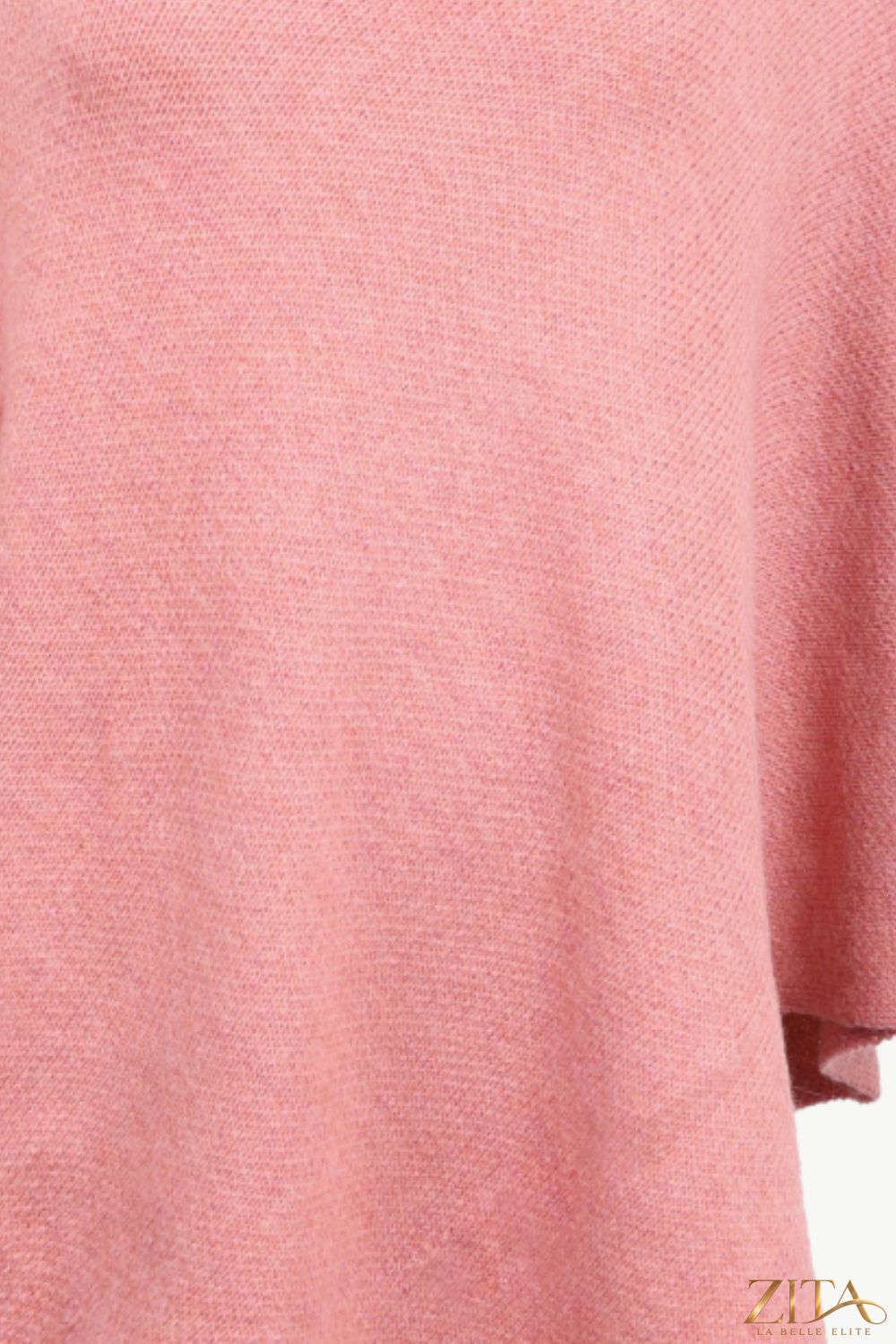 Zita La Belle Elite turtleneck buttoned poncho in cozy knit fabric, featuring a classic turtleneck and button details.