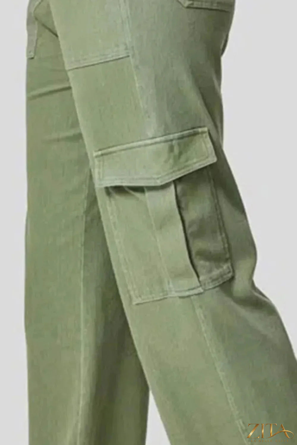 Zita La Belle Elite high waist straight leg cargo jeans showing front view with multiple pockets and classic denim style