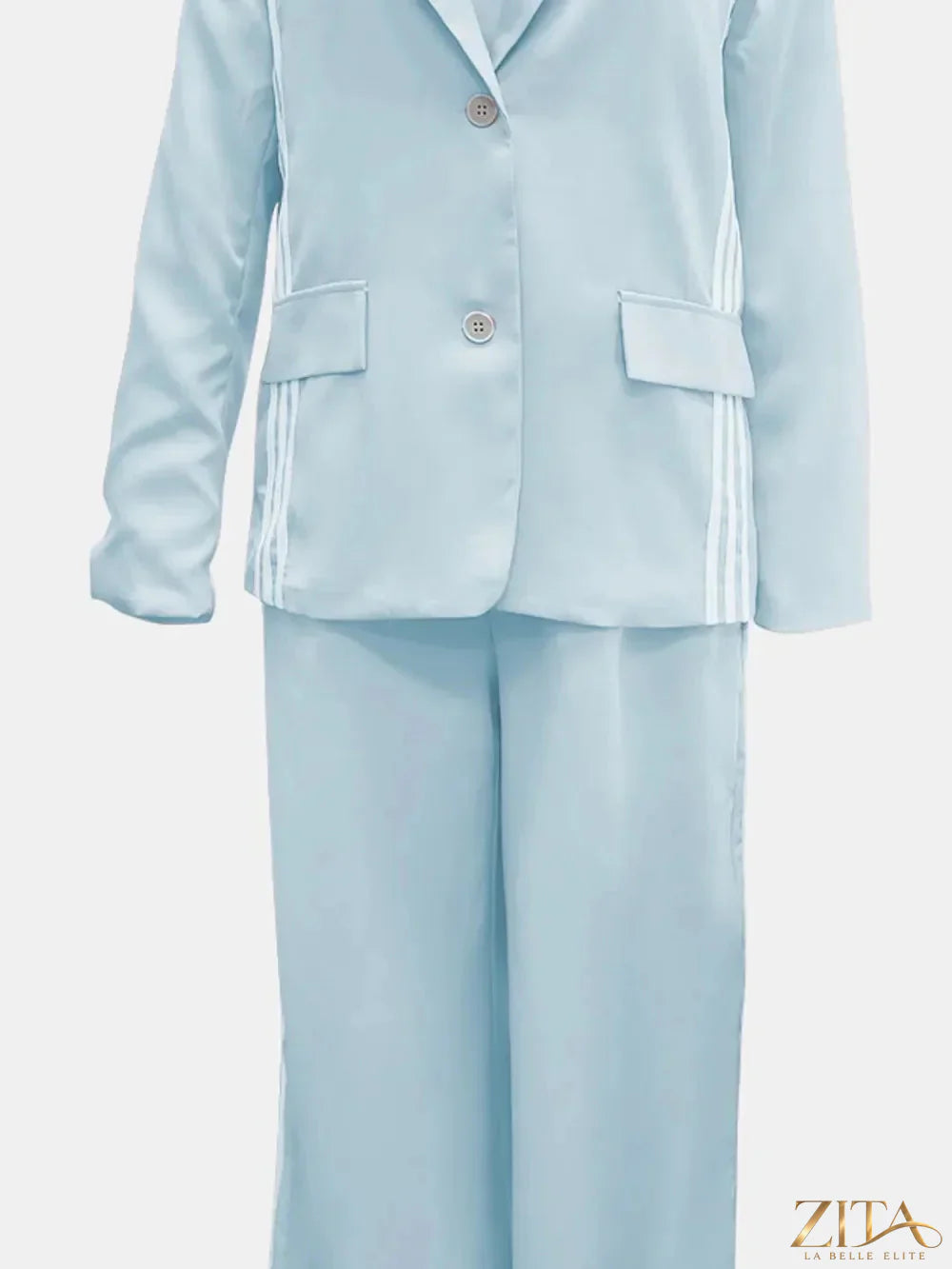 Zita La Belle Elite side striped long sleeve blazer and matching pants set, stylish formal wear for women.