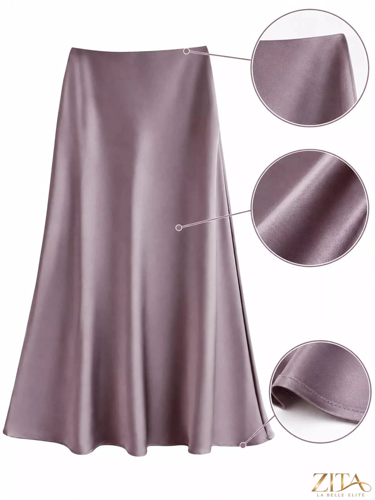 Plus size high-waisted satin midi skirt by Trendsi, full length, smooth fabric, and elegant design perfect for stylish outfits.
