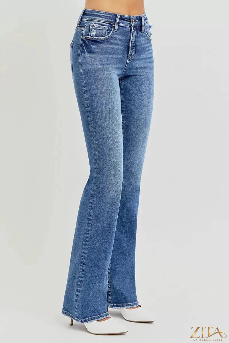 Zita La Belle Elite RISEN full size tummy control high rise straight jeans in plus size, shown in a natural pose.