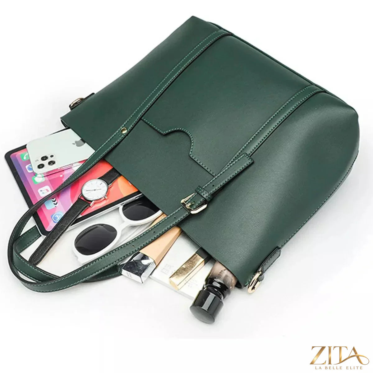Zita La Belle Elite PU leather tote bag with double handles and spacious interior, stylish accessory for daily use