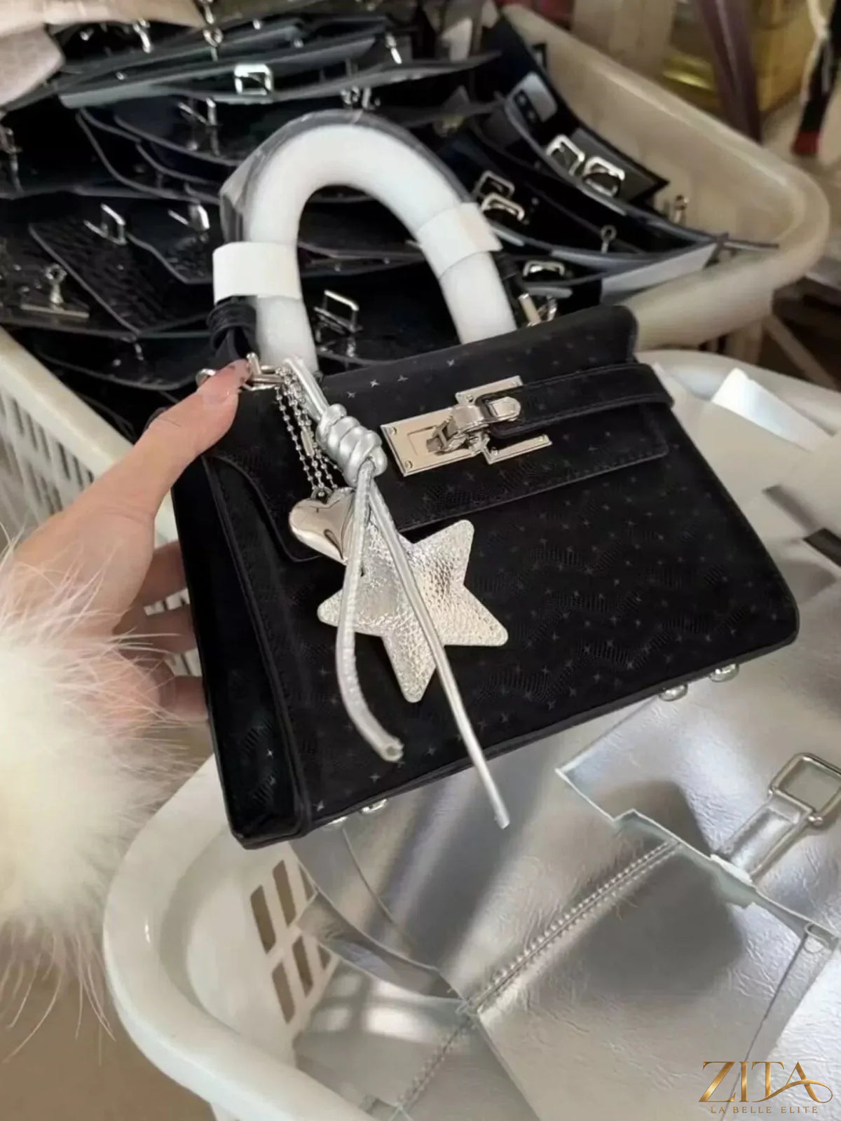 Trendsi PU leather mini handbag with gold chain strap, compact design, and top zipper closure.