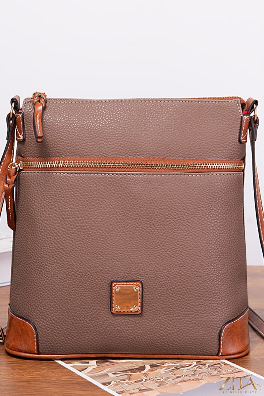 Zita La Belle Elite PU leather crossbody bag with adjustable strap and sleek design, ideal for casual or evening use.
